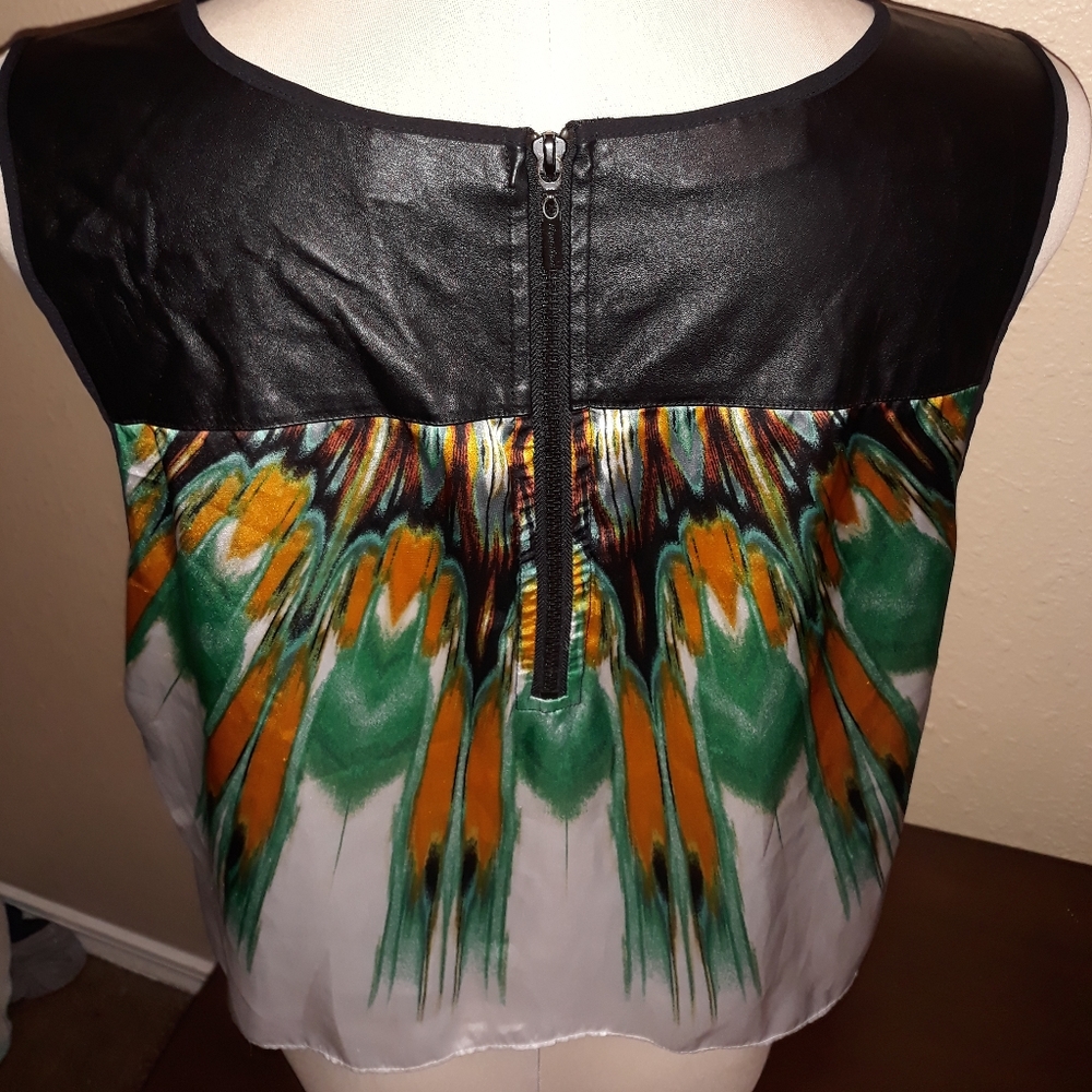 Exqusitely made leather peacock crop top